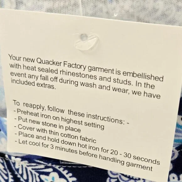 Quacker Factory By Jeanne Bice Blue Butterfly Embellished Rhinestones Top 3x - Picture 8 of 12